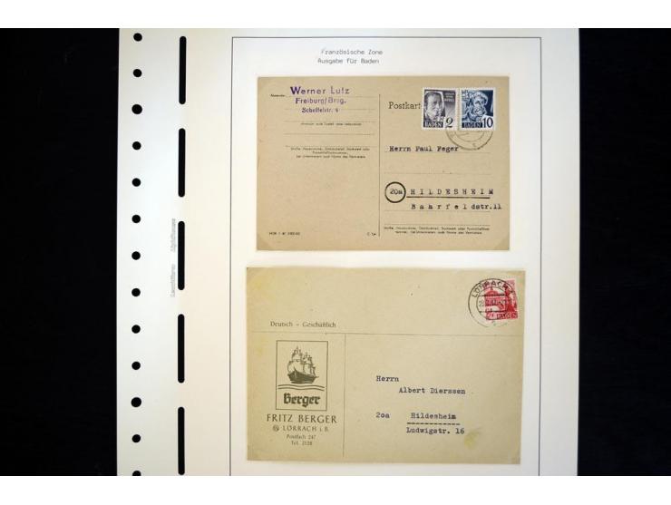 1945/49, schöne gestempelte Sammlung mit etlichen Briefen, dabei einige bessere Werte wie Baden Mi.-Nr. 42-45A, Block 1 und 4