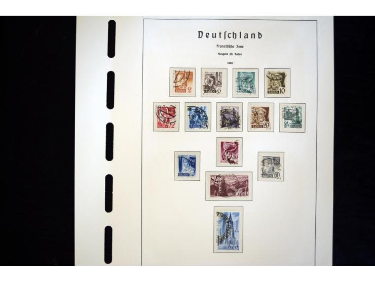 1945/49, schöne gestempelte Sammlung mit etlichen Briefen, dabei einige bessere Werte wie Baden Mi.-Nr. 42-45A, Block 1 und 4