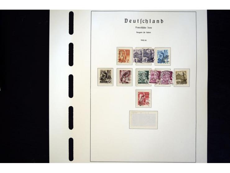 1945/49, schöne gestempelte Sammlung mit etlichen Briefen, dabei einige bessere Werte wie Baden Mi.-Nr. 42-45A, Block 1 und 4