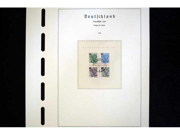 1945/49, schöne gestempelte Sammlung mit etlichen Briefen, dabei einige bessere Werte wie Baden Mi.-Nr. 42-45A, Block 1 und 4