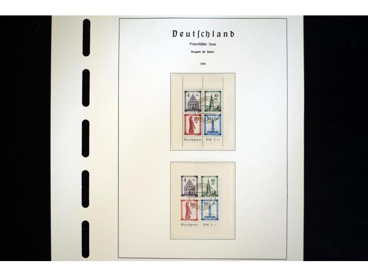 1945/49, schöne gestempelte Sammlung mit etlichen Briefen, dabei einige bessere Werte wie Baden Mi.-Nr. 42-45A, Block 1 und 4