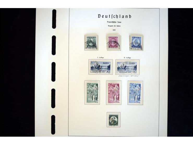 1945/49, schöne gestempelte Sammlung mit etlichen Briefen, dabei einige bessere Werte wie Baden Mi.-Nr. 42-45A, Block 1 und 4