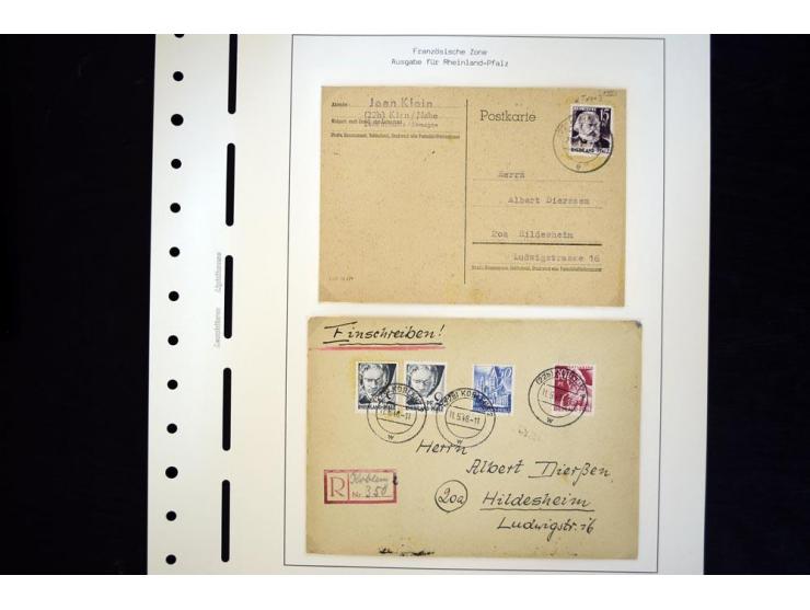 1945/49, schöne gestempelte Sammlung mit etlichen Briefen, dabei einige bessere Werte wie Baden Mi.-Nr. 42-45A, Block 1 und 4
