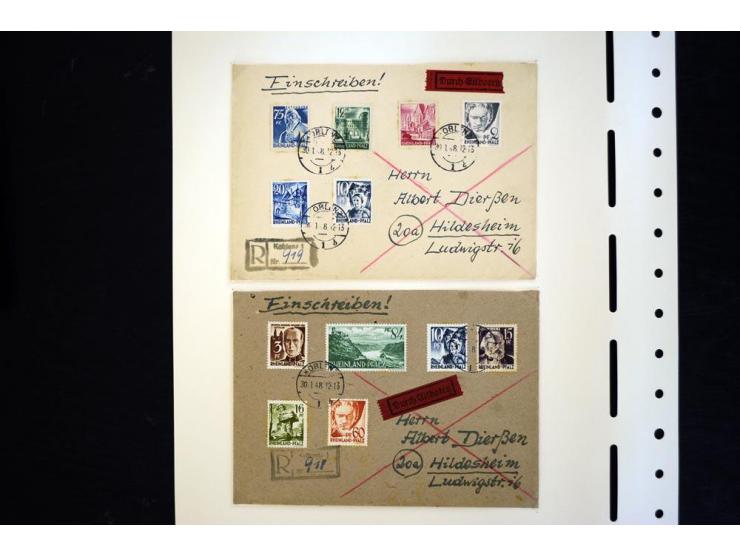 1945/49, schöne gestempelte Sammlung mit etlichen Briefen, dabei einige bessere Werte wie Baden Mi.-Nr. 42-45A, Block 1 und 4