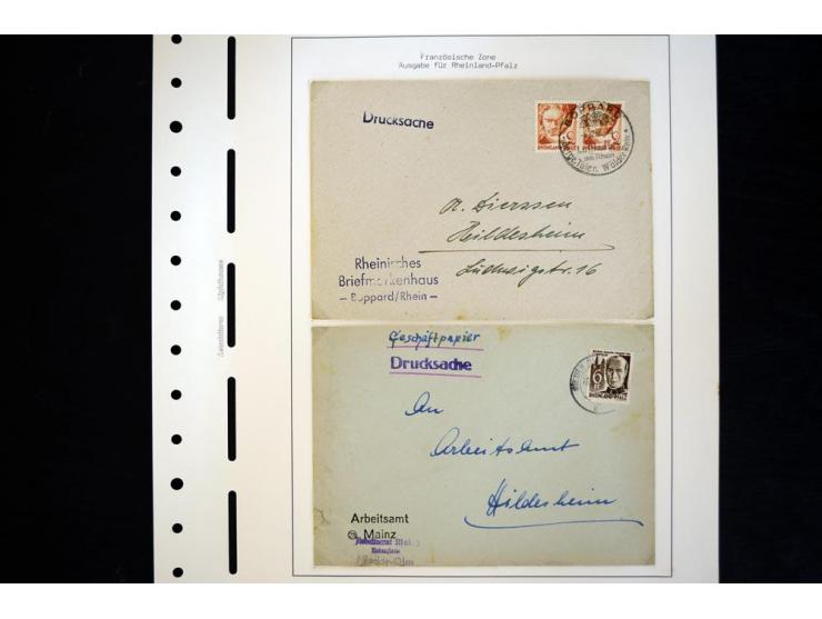 1945/49, schöne gestempelte Sammlung mit etlichen Briefen, dabei einige bessere Werte wie Baden Mi.-Nr. 42-45A, Block 1 und 4