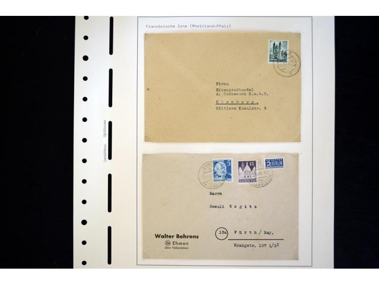 1945/49, schöne gestempelte Sammlung mit etlichen Briefen, dabei einige bessere Werte wie Baden Mi.-Nr. 42-45A, Block 1 und 4