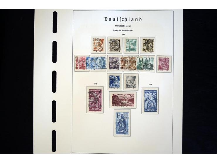 1945/49, schöne gestempelte Sammlung mit etlichen Briefen, dabei einige bessere Werte wie Baden Mi.-Nr. 42-45A, Block 1 und 4