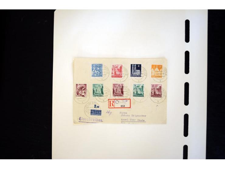 1945/49, schöne gestempelte Sammlung mit etlichen Briefen, dabei einige bessere Werte wie Baden Mi.-Nr. 42-45A, Block 1 und 4