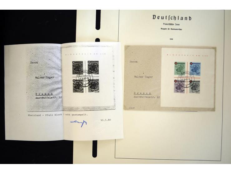 1945/49, schöne gestempelte Sammlung mit etlichen Briefen, dabei einige bessere Werte wie Baden Mi.-Nr. 42-45A, Block 1 und 4