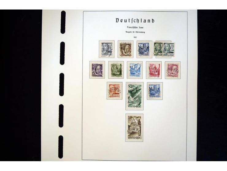 1945/49, schöne gestempelte Sammlung mit etlichen Briefen, dabei einige bessere Werte wie Baden Mi.-Nr. 42-45A, Block 1 und 4