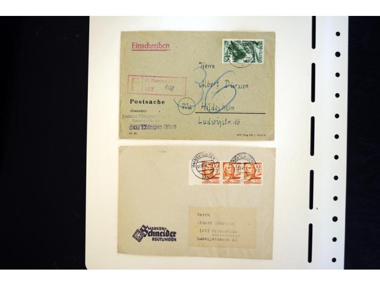 1945/49, schöne gestempelte Sammlung mit etlichen Briefen, dabei einige bessere Werte wie Baden Mi.-Nr. 42-45A, Block 1 und 4
