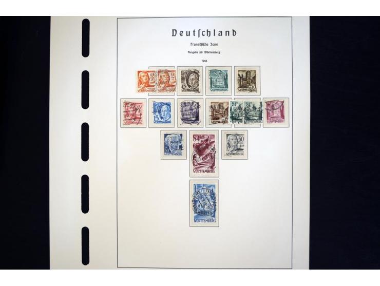 1945/49, schöne gestempelte Sammlung mit etlichen Briefen, dabei einige bessere Werte wie Baden Mi.-Nr. 42-45A, Block 1 und 4