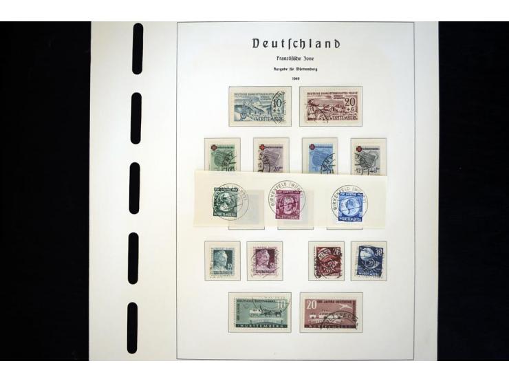 1945/49, schöne gestempelte Sammlung mit etlichen Briefen, dabei einige bessere Werte wie Baden Mi.-Nr. 42-45A, Block 1 und 4