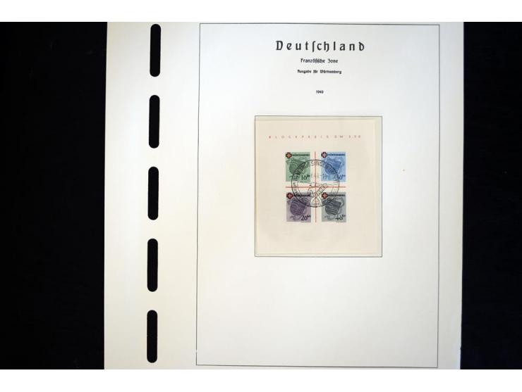 1945/49, schöne gestempelte Sammlung mit etlichen Briefen, dabei einige bessere Werte wie Baden Mi.-Nr. 42-45A, Block 1 und 4