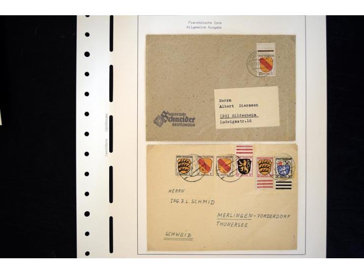 1945/49, schöne gestempelte Sammlung mit etlichen Briefen, dabei einige bessere Werte wie Baden Mi.-Nr. 42-45A, Block 1 und 4
