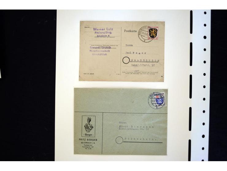 1945/49, schöne gestempelte Sammlung mit etlichen Briefen, dabei einige bessere Werte wie Baden Mi.-Nr. 42-45A, Block 1 und 4