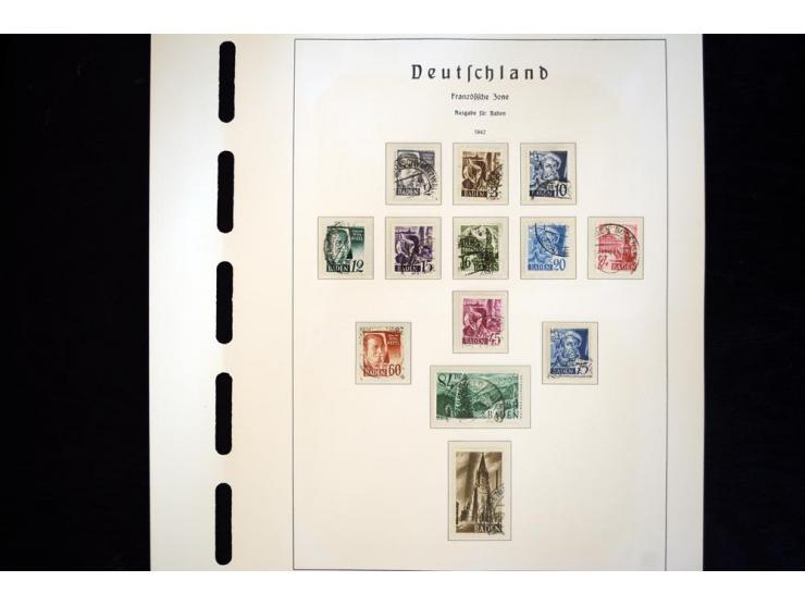 1945/49, schöne gestempelte Sammlung mit etlichen Briefen, dabei einige bessere Werte wie Baden Mi.-Nr. 42-45A, Block 1 und 4