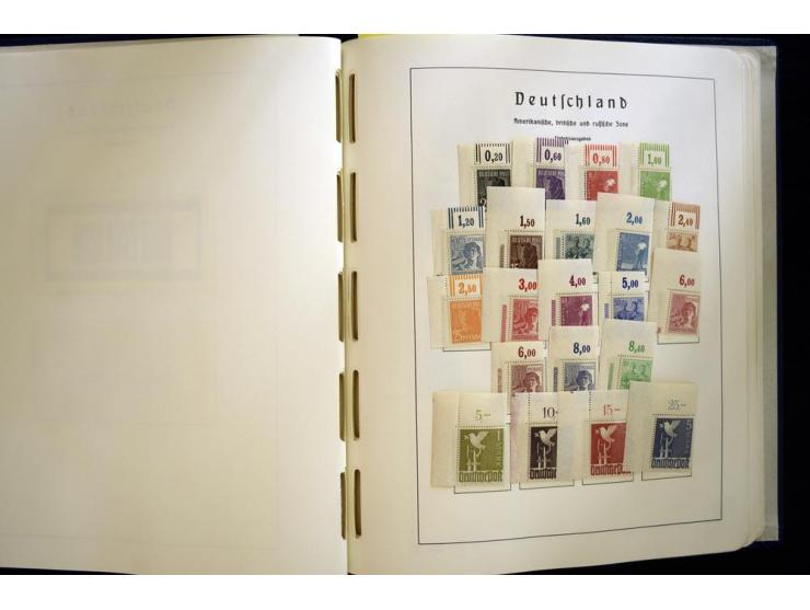 1945/49, sehr schöne und hochwertige, postfrische Sammlung, dabei viele Werte aus Bogenecken, mit etlichen seltenen Ausgaben,