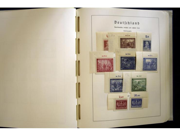 1945/49, sehr schöne und hochwertige, postfrische Sammlung, dabei viele Werte aus Bogenecken, mit etlichen seltenen Ausgaben,