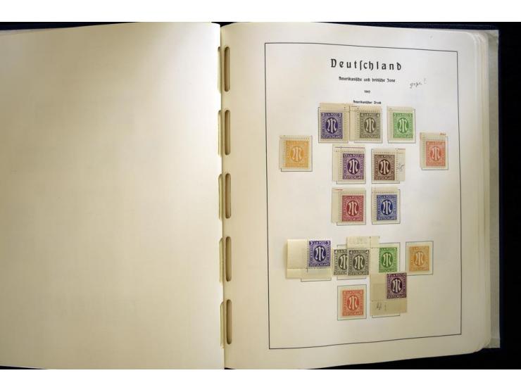 1945/49, sehr schöne und hochwertige, postfrische Sammlung, dabei viele Werte aus Bogenecken, mit etlichen seltenen Ausgaben,