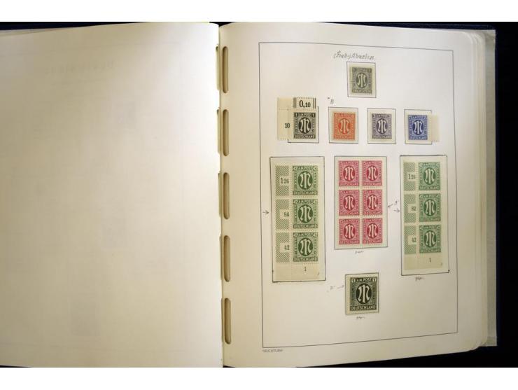 1945/49, sehr schöne und hochwertige, postfrische Sammlung, dabei viele Werte aus Bogenecken, mit etlichen seltenen Ausgaben,