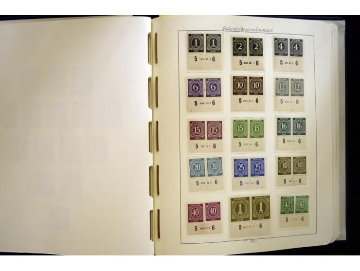 1945/49, sehr schöne und hochwertige, postfrische Sammlung, dabei viele Werte aus Bogenecken, mit etlichen seltenen Ausgaben,