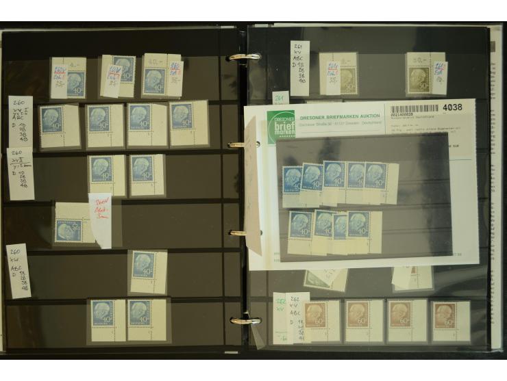 1949/95, postfrische Spezialsammlung, fast ausschließlich Rand- und vor allem Eckrandstücke, dabei auch Paare und 4er-Blocks,