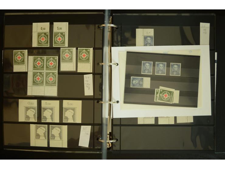 1949/95, postfrische Spezialsammlung, fast ausschließlich Rand- und vor allem Eckrandstücke, dabei auch Paare und 4er-Blocks,