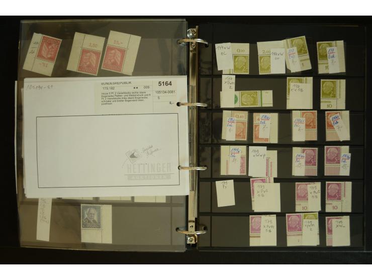1949/95, postfrische Spezialsammlung, fast ausschließlich Rand- und vor allem Eckrandstücke, dabei auch Paare und 4er-Blocks,