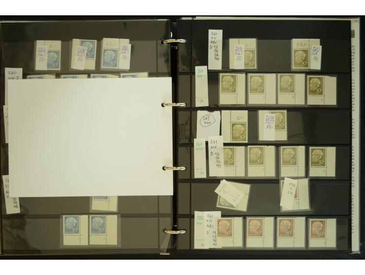 1949/95, postfrische Spezialsammlung, fast ausschließlich Rand- und vor allem Eckrandstücke, dabei auch Paare und 4er-Blocks,