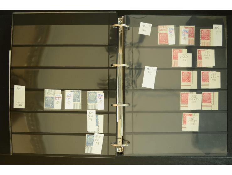 1949/95, postfrische Spezialsammlung, fast ausschließlich Rand- und vor allem Eckrandstücke, dabei auch Paare und 4er-Blocks,