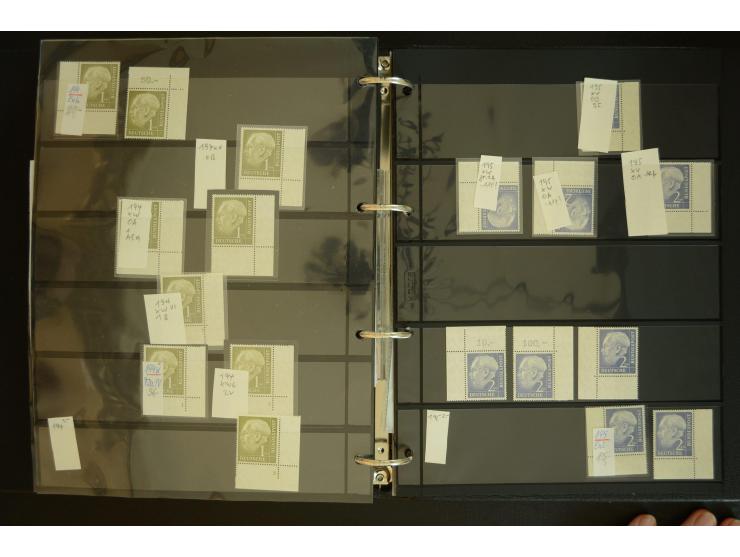 1949/95, postfrische Spezialsammlung, fast ausschließlich Rand- und vor allem Eckrandstücke, dabei auch Paare und 4er-Blocks,