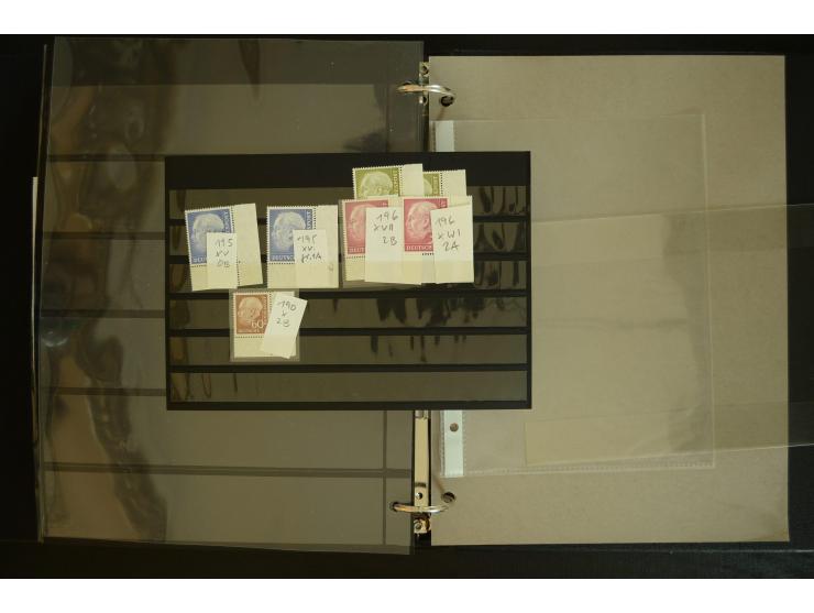 1949/95, postfrische Spezialsammlung, fast ausschließlich Rand- und vor allem Eckrandstücke, dabei auch Paare und 4er-Blocks,