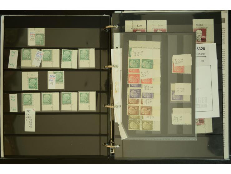 1949/95, postfrische Spezialsammlung, fast ausschließlich Rand- und vor allem Eckrandstücke, dabei auch Paare und 4er-Blocks,