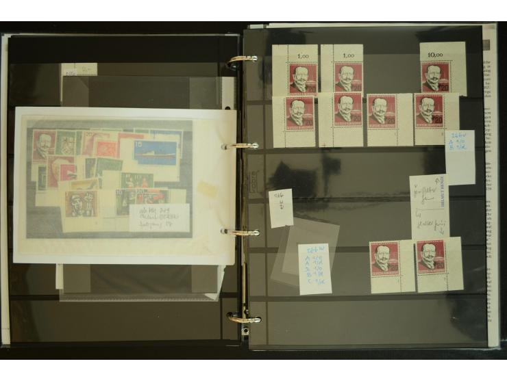 1949/95, postfrische Spezialsammlung, fast ausschließlich Rand- und vor allem Eckrandstücke, dabei auch Paare und 4er-Blocks,