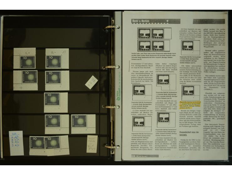 1949/95, postfrische Spezialsammlung, fast ausschließlich Rand- und vor allem Eckrandstücke, dabei auch Paare und 4er-Blocks,
