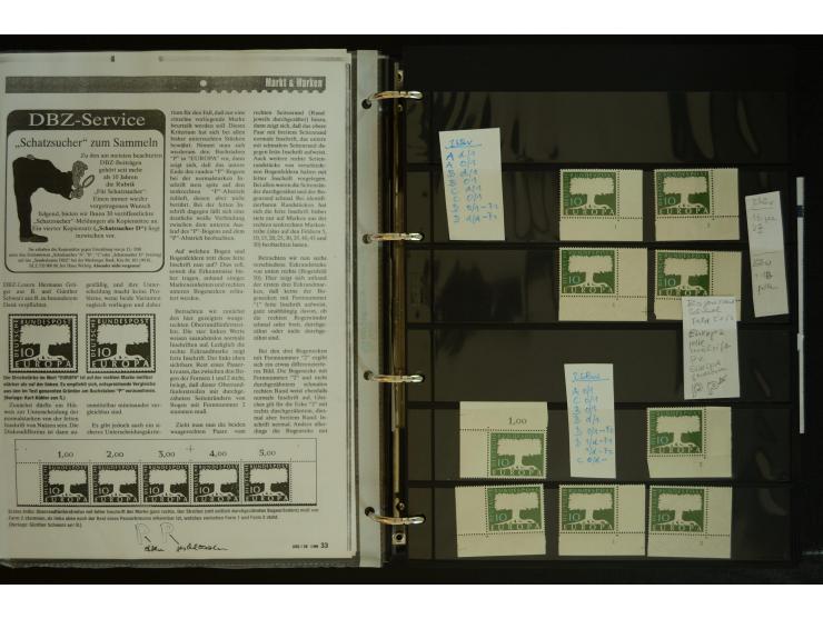 1949/95, postfrische Spezialsammlung, fast ausschließlich Rand- und vor allem Eckrandstücke, dabei auch Paare und 4er-Blocks,