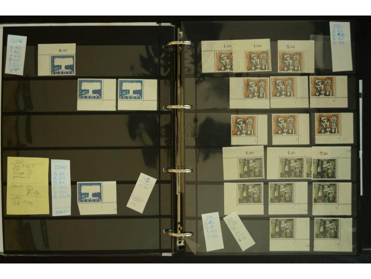 1949/95, postfrische Spezialsammlung, fast ausschließlich Rand- und vor allem Eckrandstücke, dabei auch Paare und 4er-Blocks,