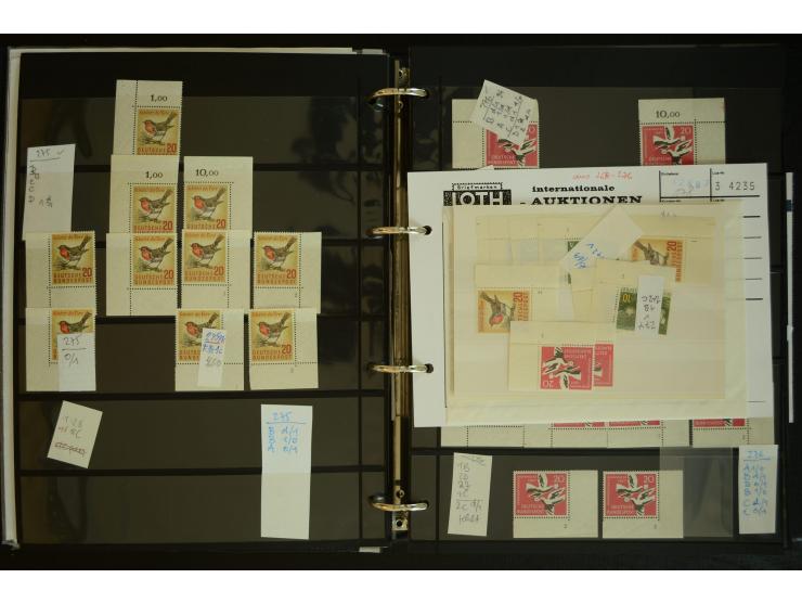 1949/95, postfrische Spezialsammlung, fast ausschließlich Rand- und vor allem Eckrandstücke, dabei auch Paare und 4er-Blocks,