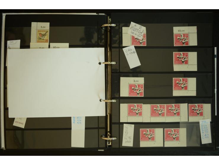 1949/95, postfrische Spezialsammlung, fast ausschließlich Rand- und vor allem Eckrandstücke, dabei auch Paare und 4er-Blocks,