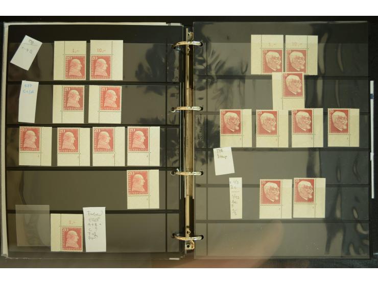 1949/95, postfrische Spezialsammlung, fast ausschließlich Rand- und vor allem Eckrandstücke, dabei auch Paare und 4er-Blocks,