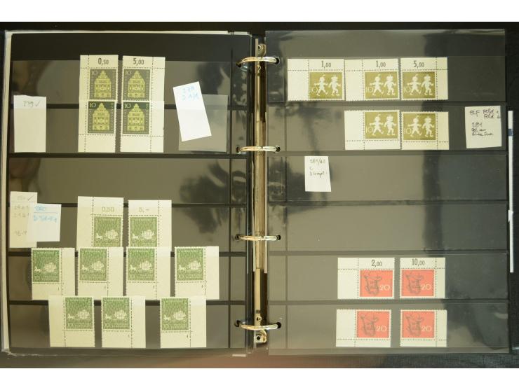 1949/95, postfrische Spezialsammlung, fast ausschließlich Rand- und vor allem Eckrandstücke, dabei auch Paare und 4er-Blocks,