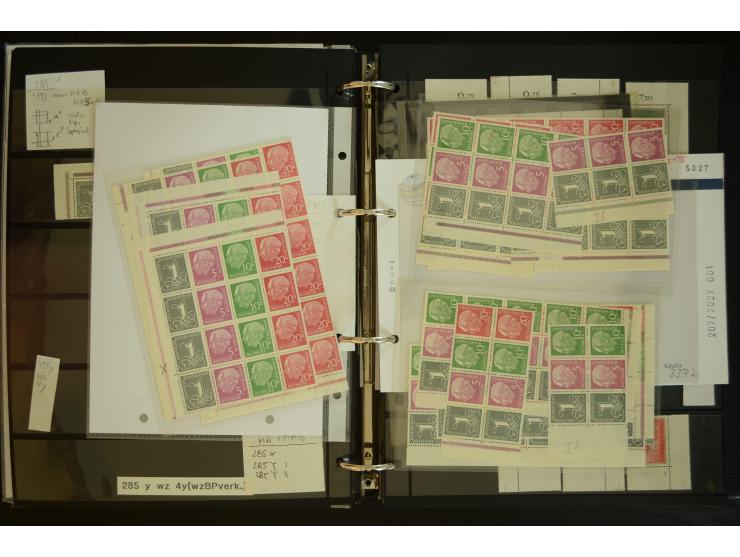 1949/95, postfrische Spezialsammlung, fast ausschließlich Rand- und vor allem Eckrandstücke, dabei auch Paare und 4er-Blocks,