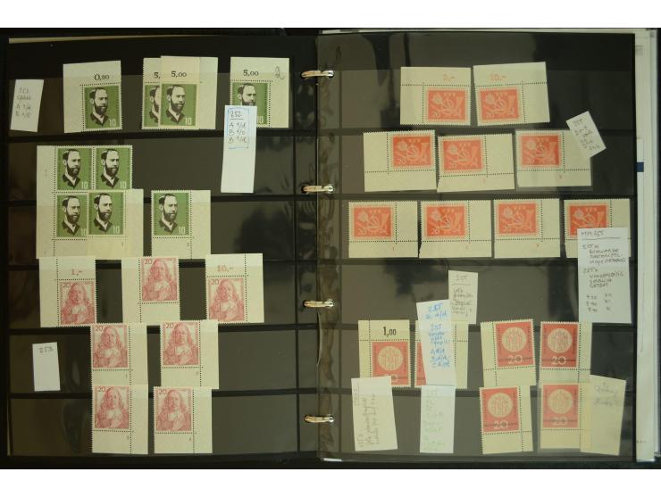 1949/95, postfrische Spezialsammlung, fast ausschließlich Rand- und vor allem Eckrandstücke, dabei auch Paare und 4er-Blocks,