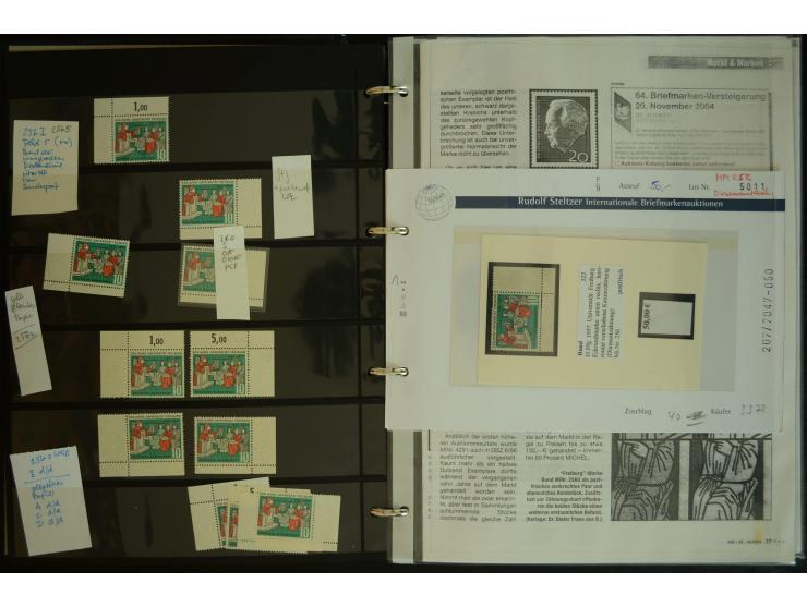 1949/95, postfrische Spezialsammlung, fast ausschließlich Rand- und vor allem Eckrandstücke, dabei auch Paare und 4er-Blocks,