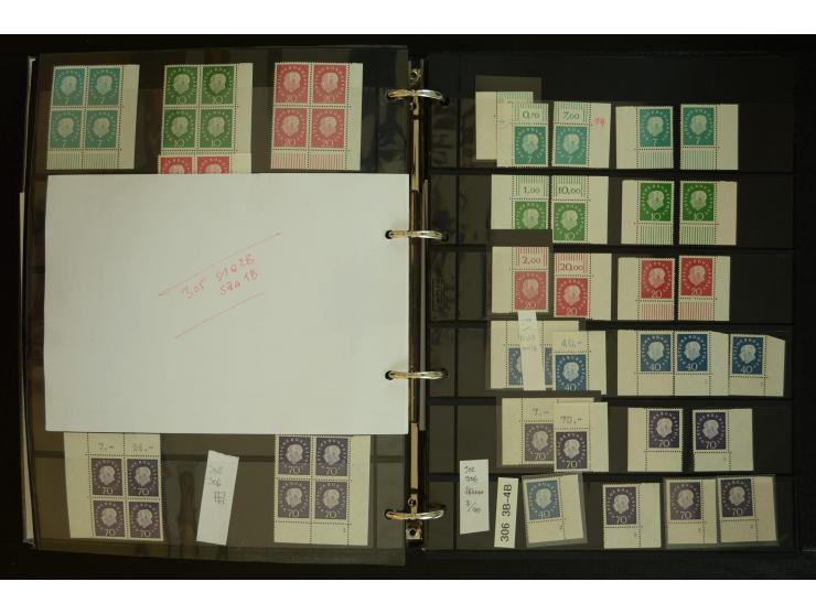 1949/95, postfrische Spezialsammlung, fast ausschließlich Rand- und vor allem Eckrandstücke, dabei auch Paare und 4er-Blocks,