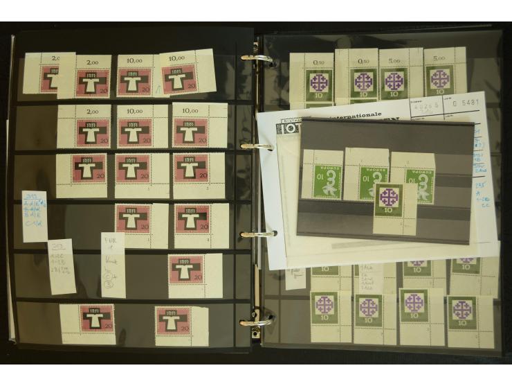 1949/95, postfrische Spezialsammlung, fast ausschließlich Rand- und vor allem Eckrandstücke, dabei auch Paare und 4er-Blocks,