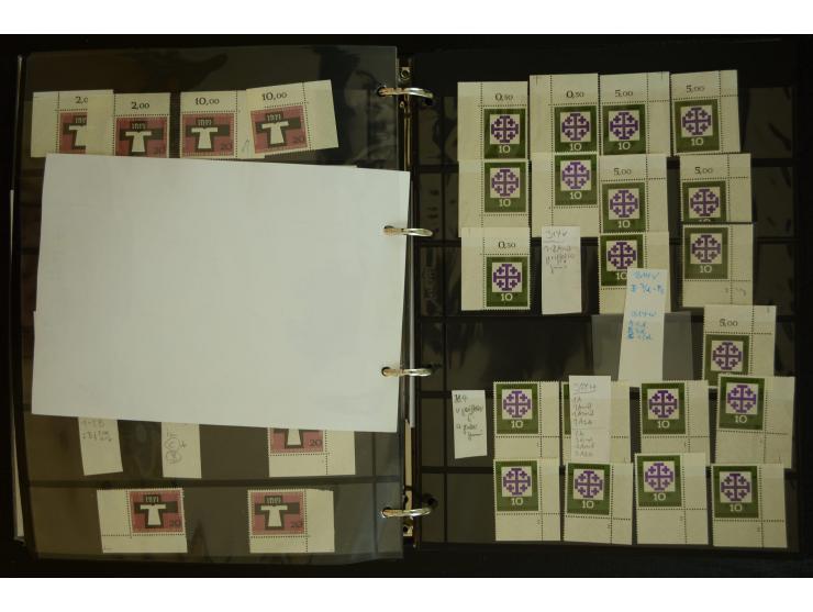 1949/95, postfrische Spezialsammlung, fast ausschließlich Rand- und vor allem Eckrandstücke, dabei auch Paare und 4er-Blocks,