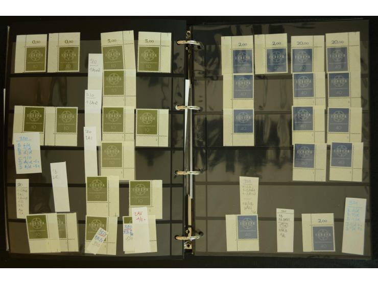 1949/95, postfrische Spezialsammlung, fast ausschließlich Rand- und vor allem Eckrandstücke, dabei auch Paare und 4er-Blocks,
