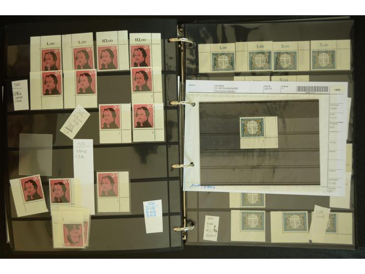 1949/95, postfrische Spezialsammlung, fast ausschließlich Rand- und vor allem Eckrandstücke, dabei auch Paare und 4er-Blocks,